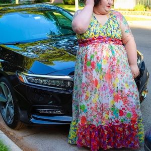 Anthropologie multi Color Maxi Dress